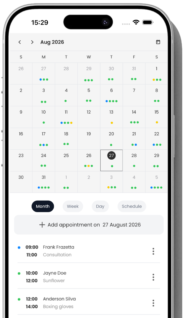 August diary with appointments